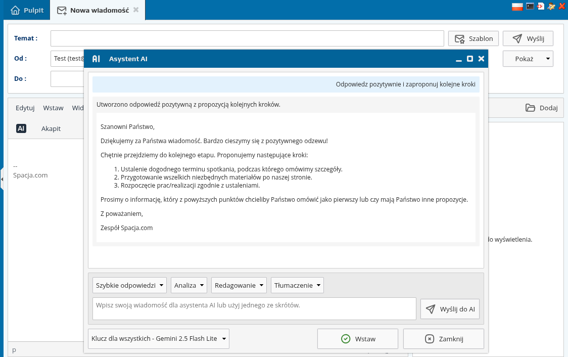 Asystent AI w poczcie elektronicznej